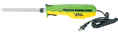 Mister Twister Electric Fisherman Knife in bright green and yellow with straight blade